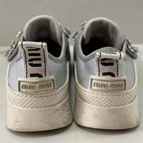 Miu Miu Grey Crystal Embellished Slip-On Sneakers Size 36.5 - Picture 12 of 14